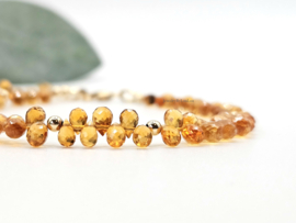 Citrien edelstenen kralen armband, leverbaar 14k goldfilled - 925 sterling zilver