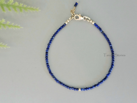 Lapis Lazuli  kralen armband, leverbaar 14k goldfilled - 925 sterling zilver