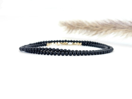 Black Onyx beaded necklace 14k goldfilled - 925 sterling silver