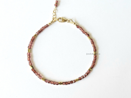 AAA Malaya Granaat en Hematiet kralen armband  14k goldfilled - 925 sterling zilver