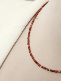 Rode Jaspis kralen ketting-choker 14k goldfilled - 925 sterling zilver