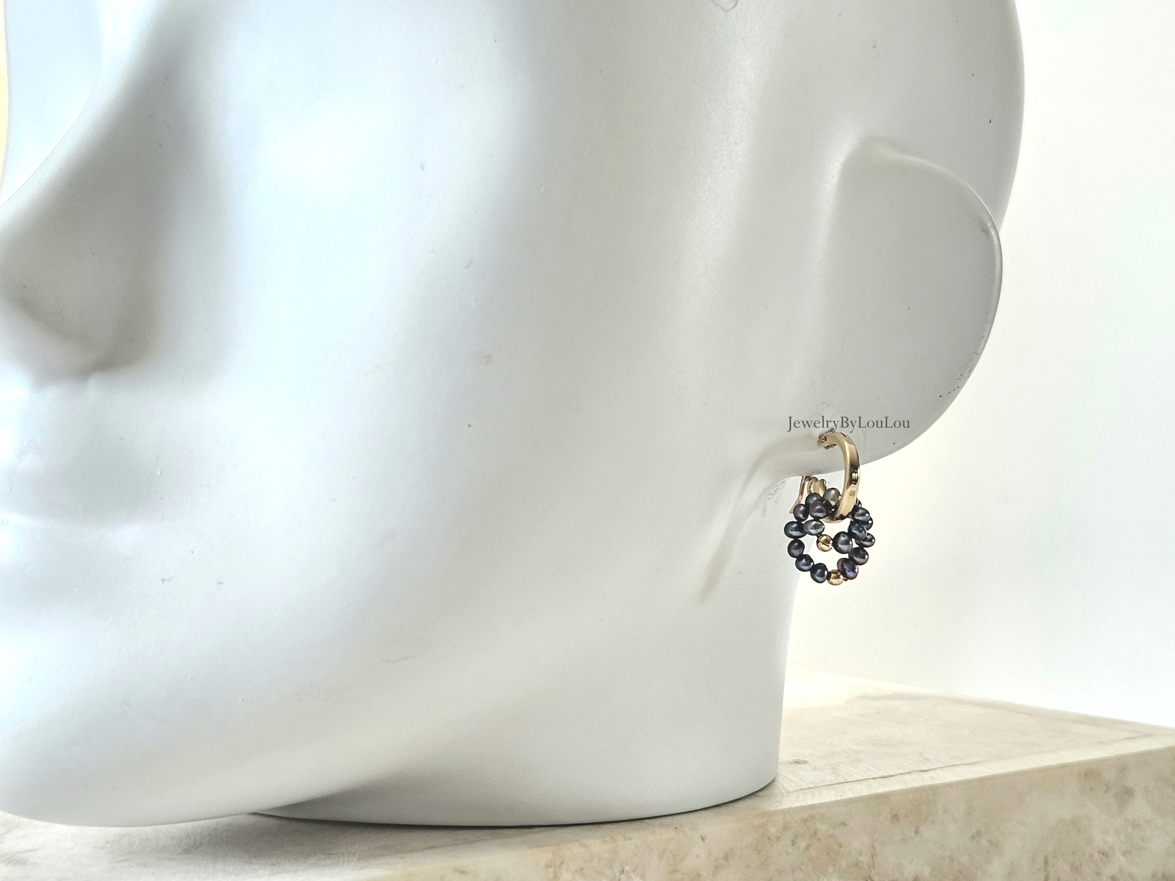 Peacock zoetwaterparel creolen oorringen  14k goldfilled - 925 sterling zilver