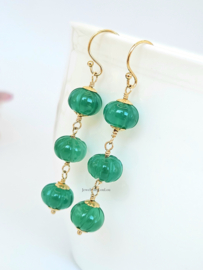 Green Onyx pumpkin beaded earrings, available in 14k goldfilled & 925 sterling silver