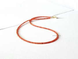 Italiaanse Koraal kralen ketting 14k goldfilled - 925 sterling zilver