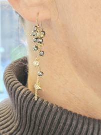 Freshwater pearl and rock crystal cluster earrings 14k goldfilled & 925 sterling silver