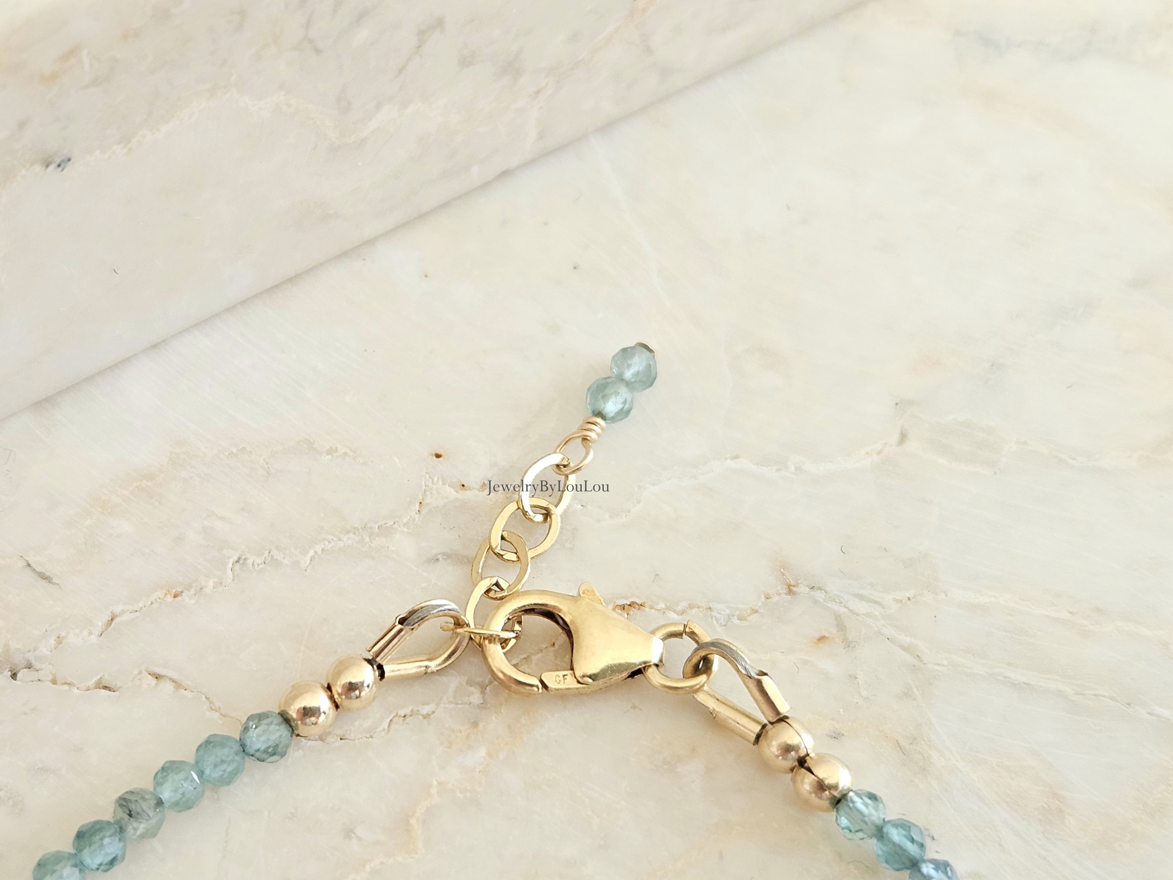 Indicolite tourmaline bracelet 925 sterling silver - 14k goldfilled