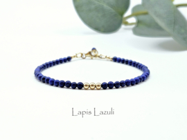 Lapis Lazuli kralen armband, 14k goldfilled - 925 sterling zilver