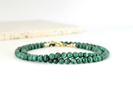 Malachite beaded necklace, 14k goldfilled - 925 sterling silver