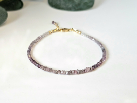 Violet Spinel en ruwe diamanten edelstenen kralen armband, leverbaar  in 14k goldfilled & 925 sterling zilver