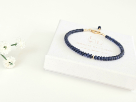 Blauwe Saffier kralen armband, leverbaar 14k goldfilled - 925 sterling zilver