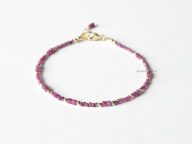 Robijn kralen armband , 14k goldfilled & 925 sterling zilver