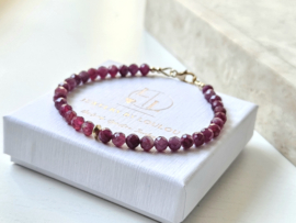 Roze Rubelliet Toermalijn armband, 14k goldfilled & 925 sterling zilver