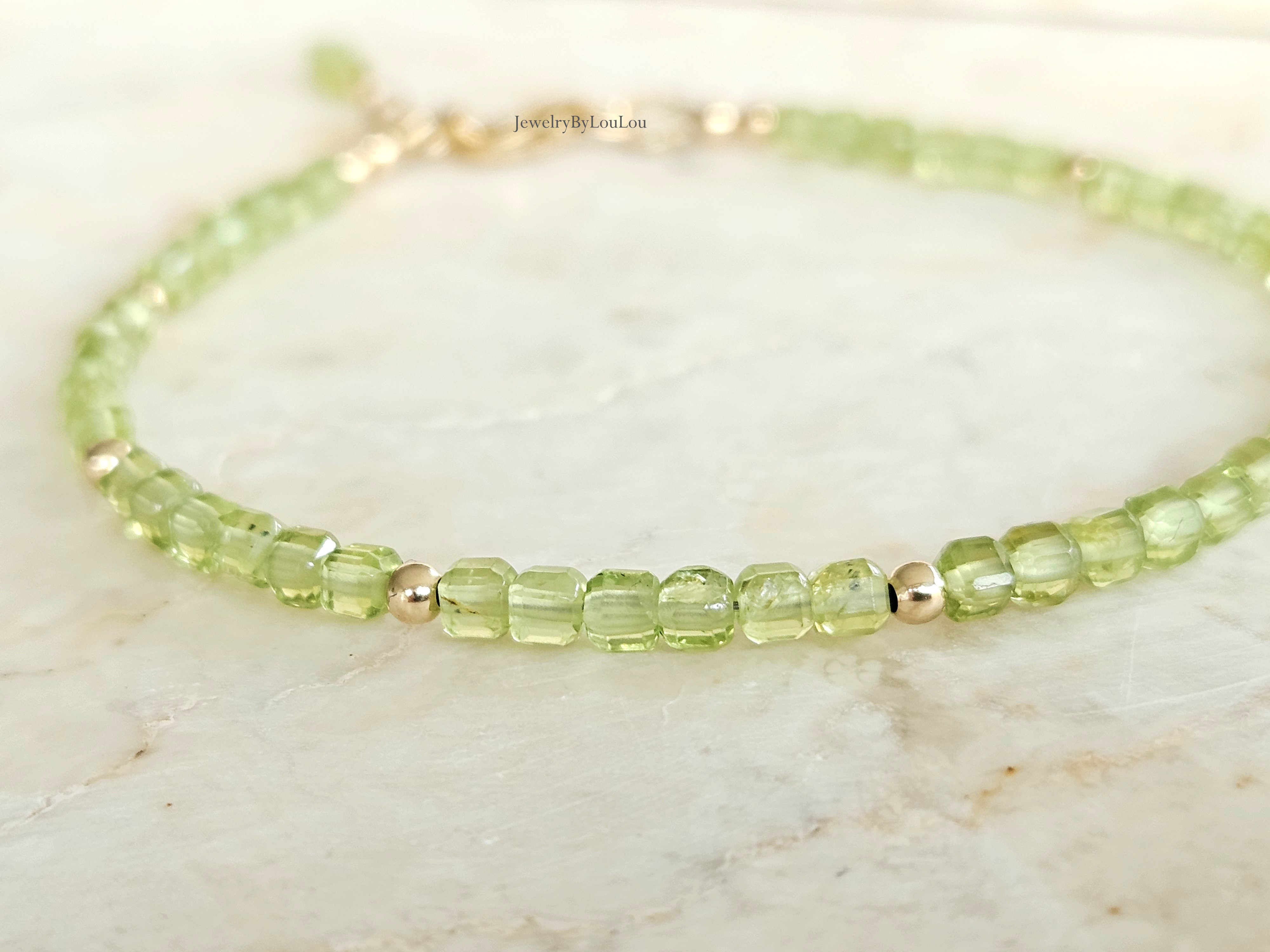 AAA Peridoot kralen armband, 14k goldfilled & 925 sterling zilver
