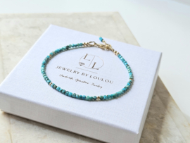 Arizona Turquoise edelstenen kralen armband, leverbaar 14k goldfilled - 925 sterling zilver