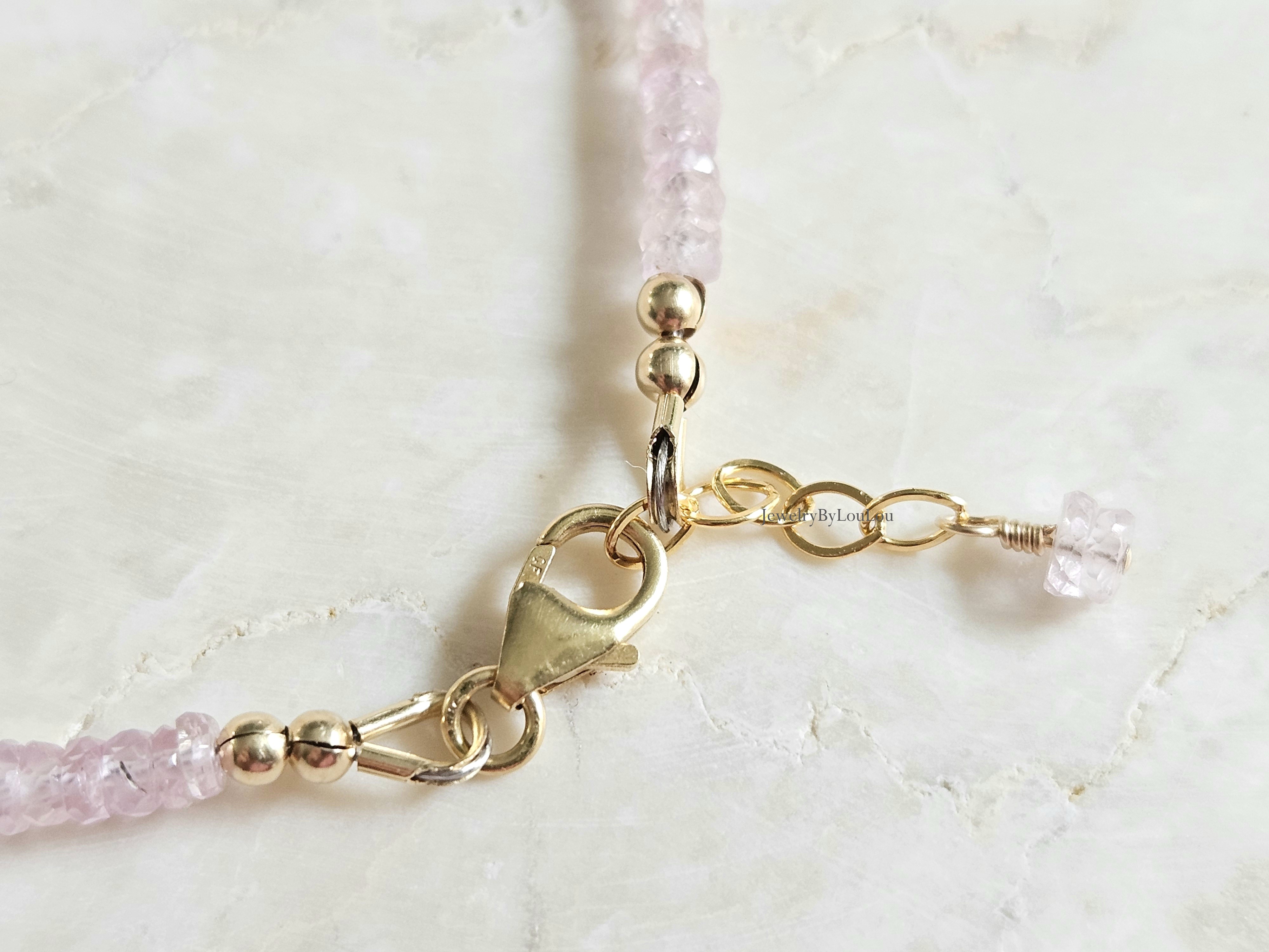 Licht roze Saffier kralen armband, 14k goldfilled - 925 sterling zilver