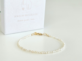 Zoetwaterparel kralen armband, 14k goldfilled & 925 sterling zilver
