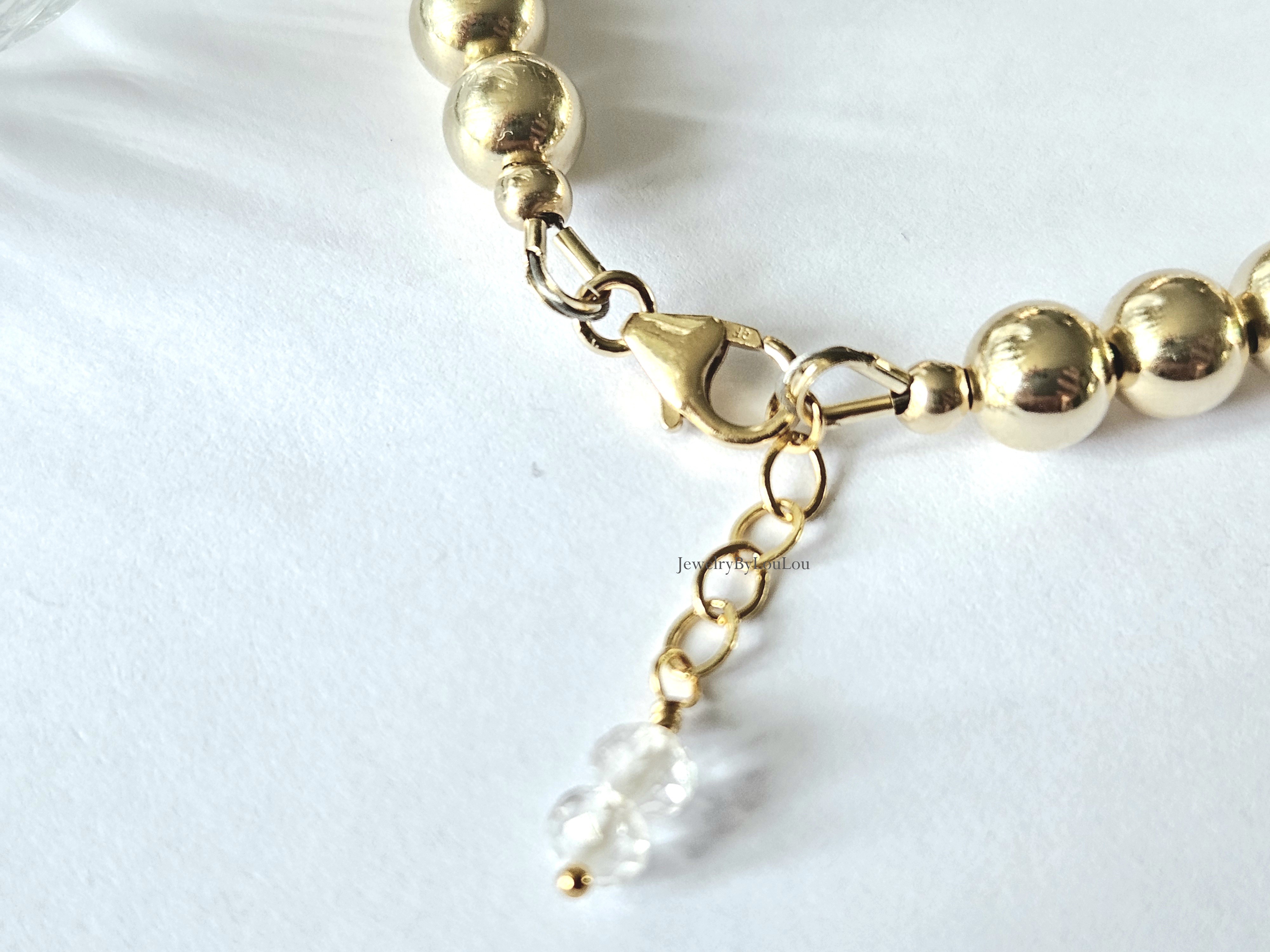 14k Goldfilled kralen armband 6mm, leverbaar met sluiting - elastiek