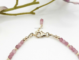 Roze toermalijn armband, 14k goldfilled & 925 sterling zilver