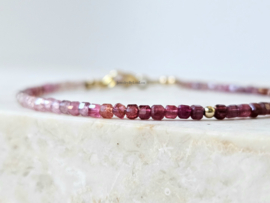 Multi Spinel beaded bracelet, 2mm, 925 sterling silver - 14k gold-filled