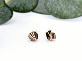 Rookkwarts studs oorbellen, leverbaar in 14k goldfilled & 925 sterling zilver