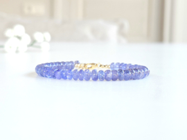 Tanzaniet kralen armband, 14k goldfilled - 925 sterling zilver