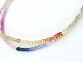 Multi saffier kralen ketting, 14k goldfilled - 925 sterling zilver
