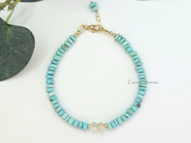 Turquoise en Morganiet kralen armband, 14k goldfilled & 925 sterling zilver