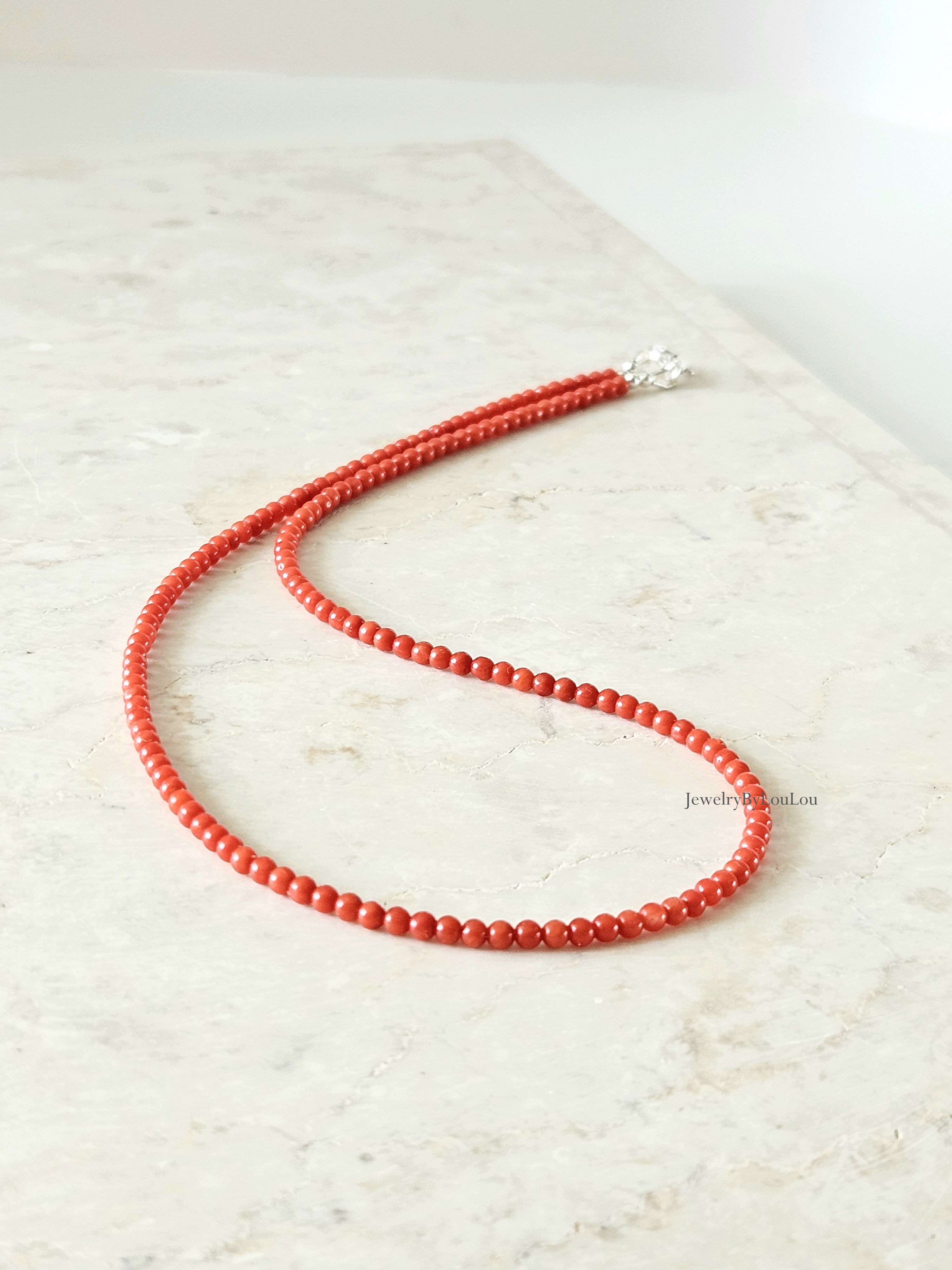 Italiaanse Koraal kralen ketting 3mm, 14k goldfilled - 925 sterling zilver