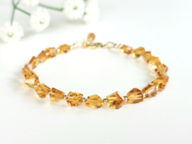 Madeira Citrien edelstenen kralen armband, leverbaar 14k goldfilled - 925 sterling zilver