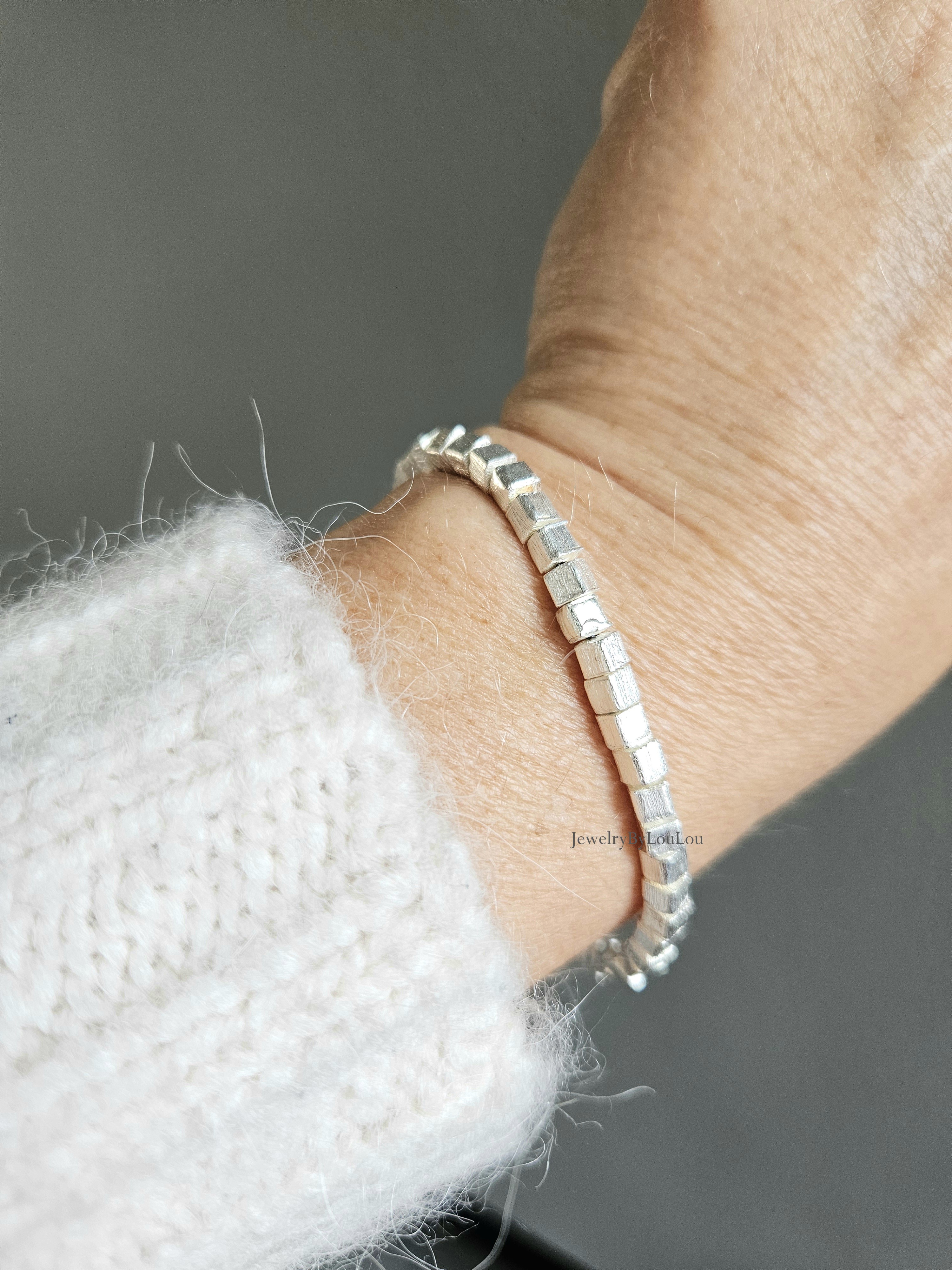 Zwaar 925 sterling zilver kralen armband 4mm, geborsteld zilver