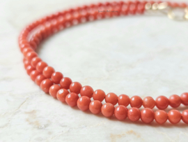 Italian Coral bead necklace 3mm, 14k gold-filled - 925 sterling silver