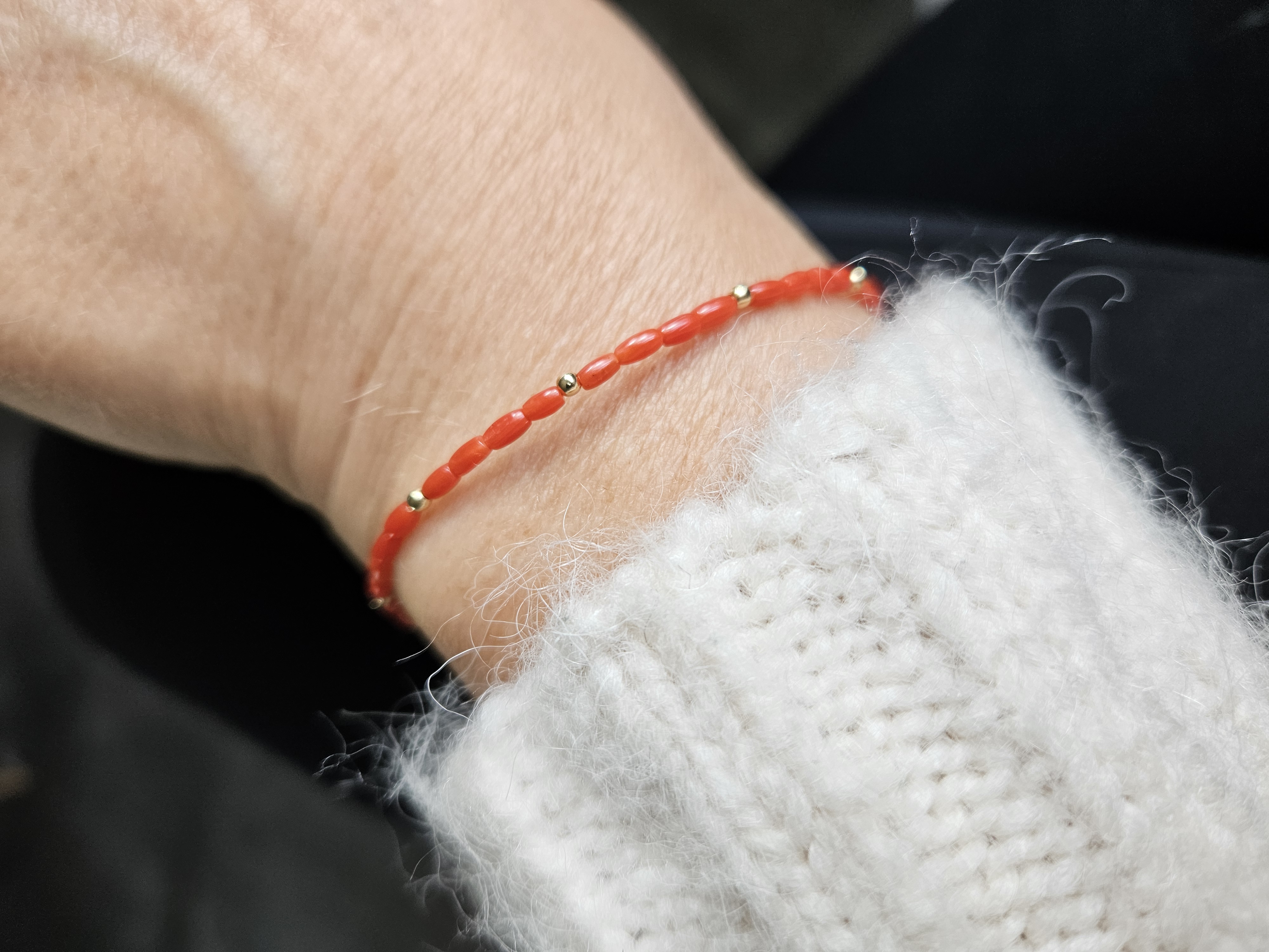 Italiaanse Koraal kralen armband 2mm, 14k goldfilled - 925 sterling zilver