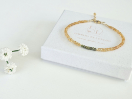 Citrine and green raw diamond beaded bracelet, 14k goldfilled & 925 sterling silver
