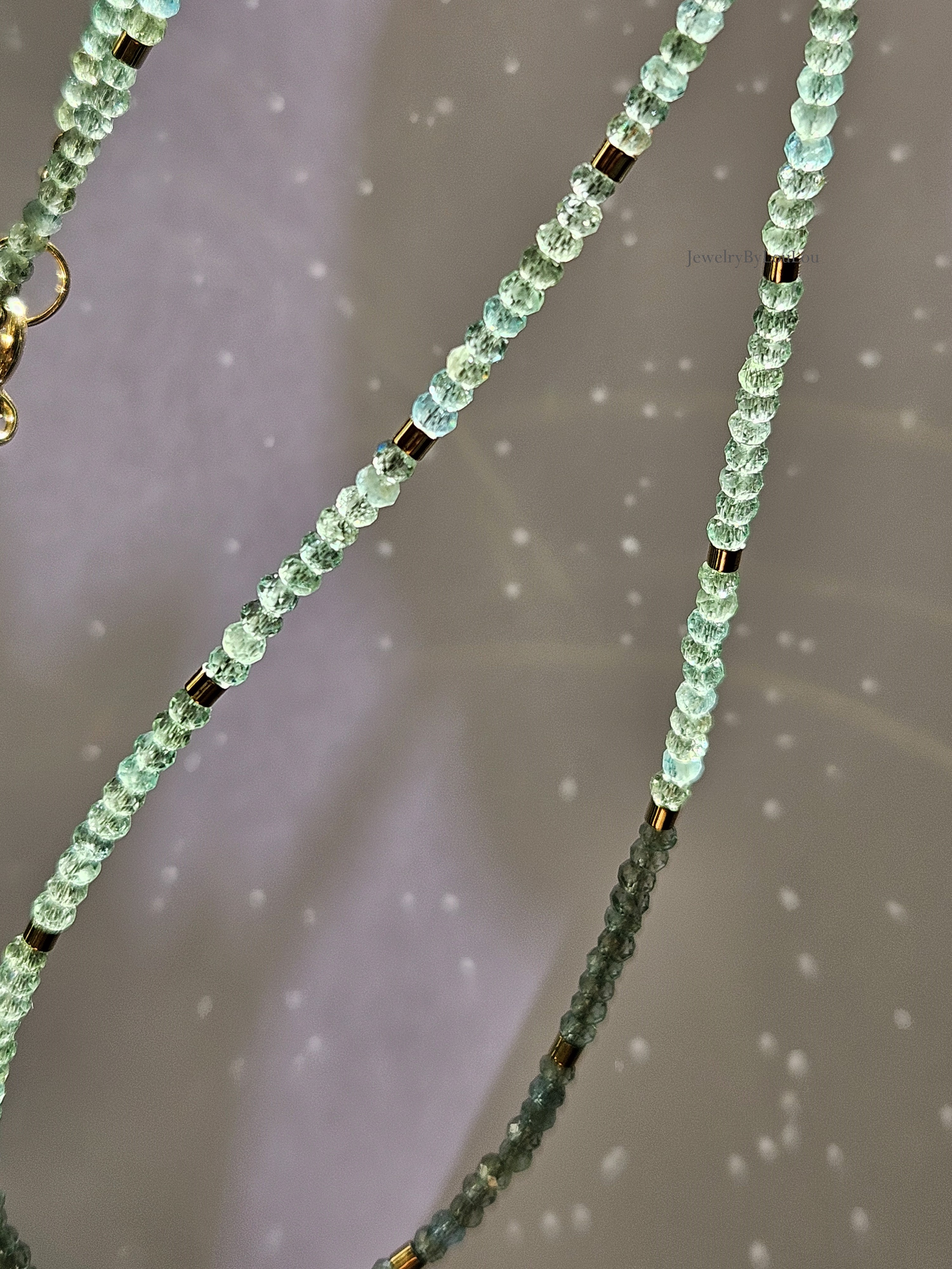 AAA aqua-groene Apatiet kralen ketting, 14k goldfilled - 925 sterling zilver