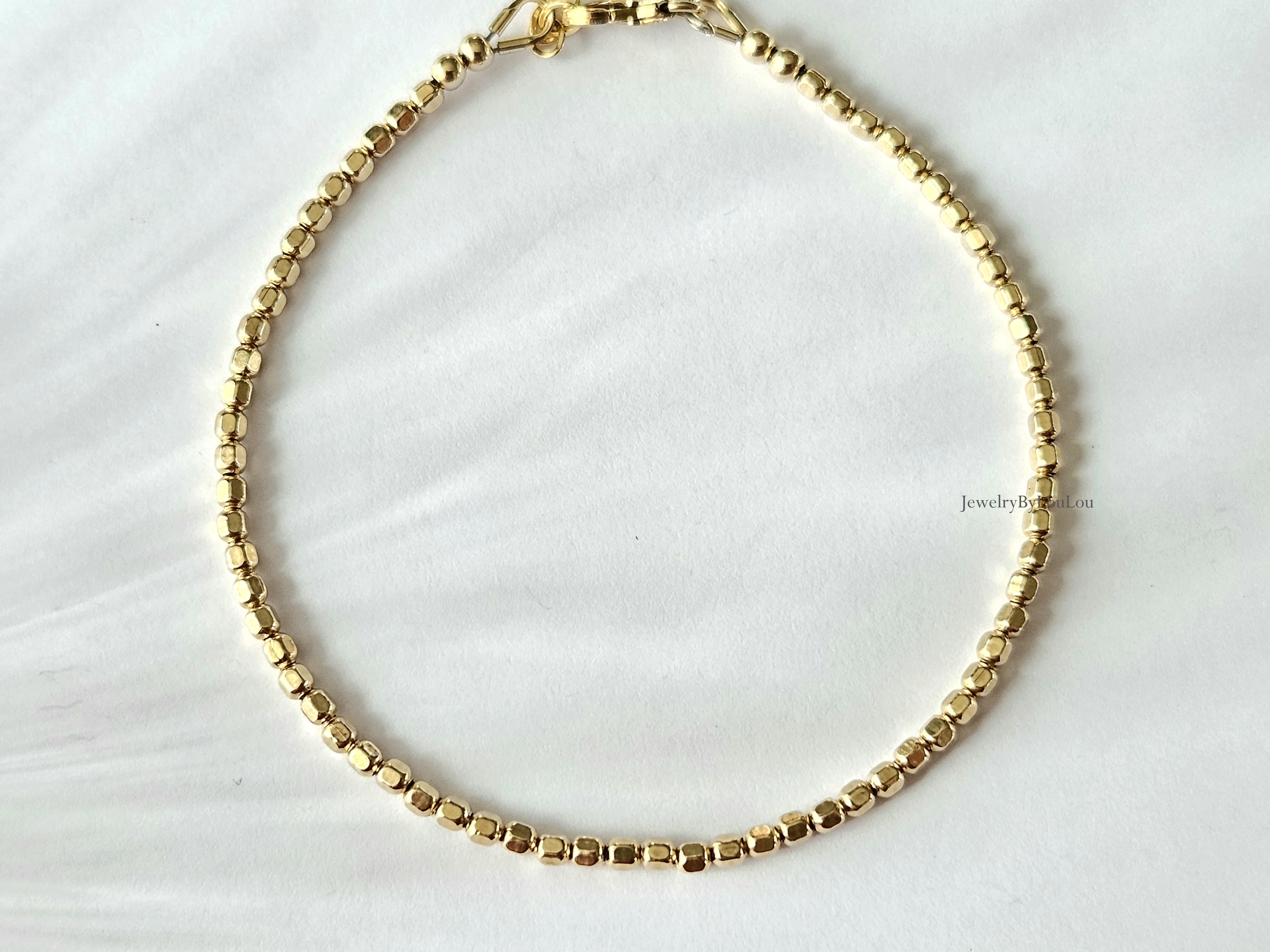 14k goldfilled kralen armband facet geslepen 2mm, leverbaar met sluiting - elastiek