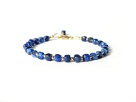 Kyaniet kralenarmband,  14k goldfilled - 925 sterling zilver