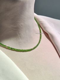 Groene Jade kralen ketting-choker 14k goldfilled - 925 sterling zilver