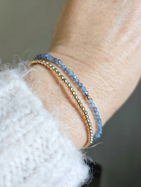 Santa Maria Aquamarijn kralen armbandje, 14k goldfilled & 925 sterling zilver