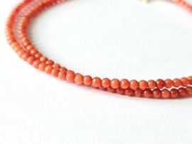 Italiaanse Koraal kralen ketting 14k goldfilled - 925 sterling zilver