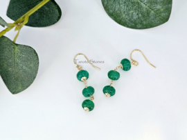 Groene Onyx pompoen kralen oorbellen, leverbaar in 14k goldfilled & 925 sterling zilver