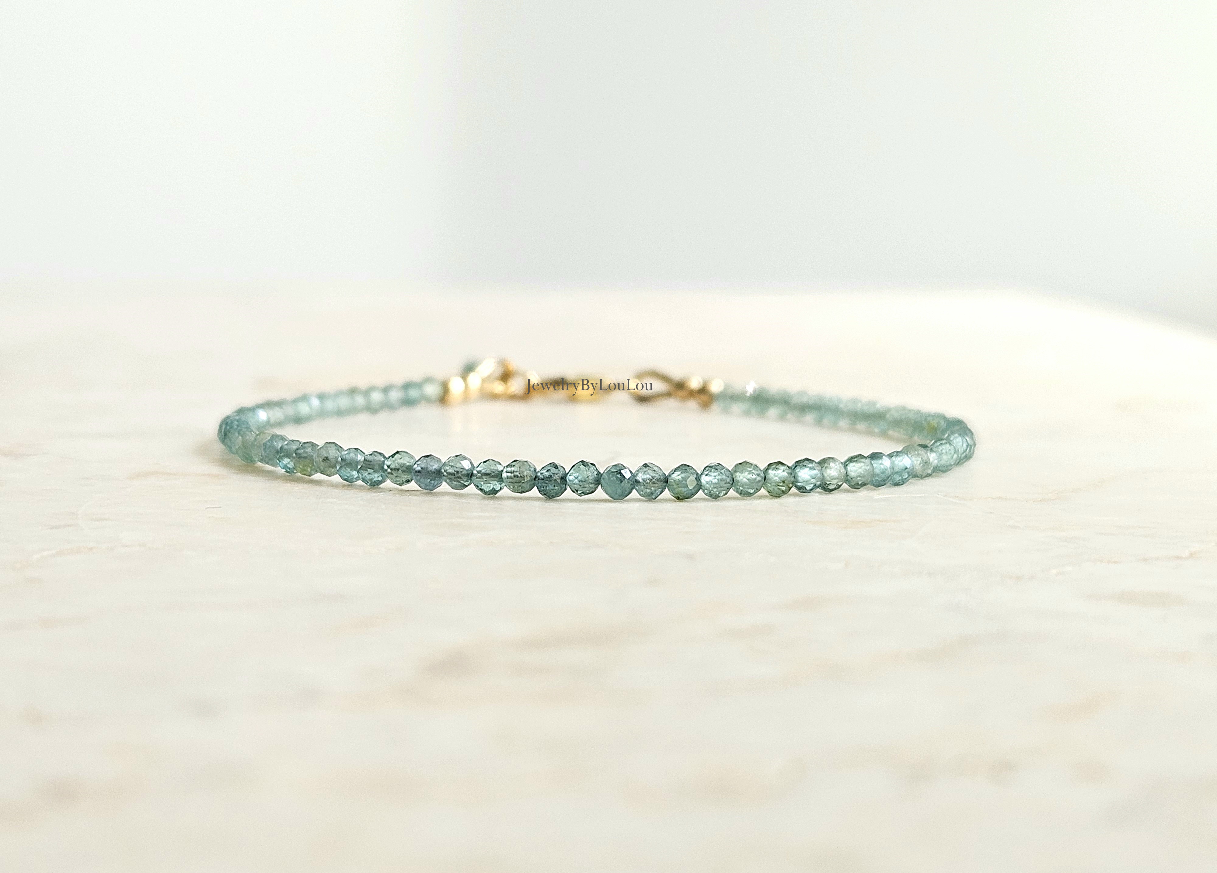 Indicoliet blauwe Toermalijn armband     925 sterling zilver   -   14k goldfilled