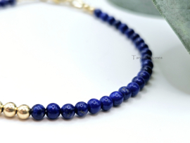 Lapis Lazuli kralen armband, 14k goldfilled - 925 sterling zilver