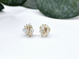 Aquamarijn studs oorbellen, leverbaar in 14k goldfilled & 925 sterling zilver