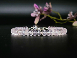 Rozenkwarts kralen armband, leverbaar 14k goldfilled - 925 sterling zilver