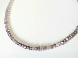 Violet Spinel en ruwe diamanten edelstenen kralen armband, leverbaar  in 14k goldfilled & 925 sterling zilver