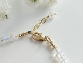 Maansteen en blauwe zirkoon armband, 14k goldfilled & 925 sterling zilver