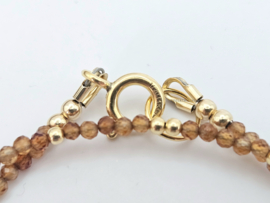 Hessonite garnet bead necklace, 14k goldfilled - 925 sterling silver
