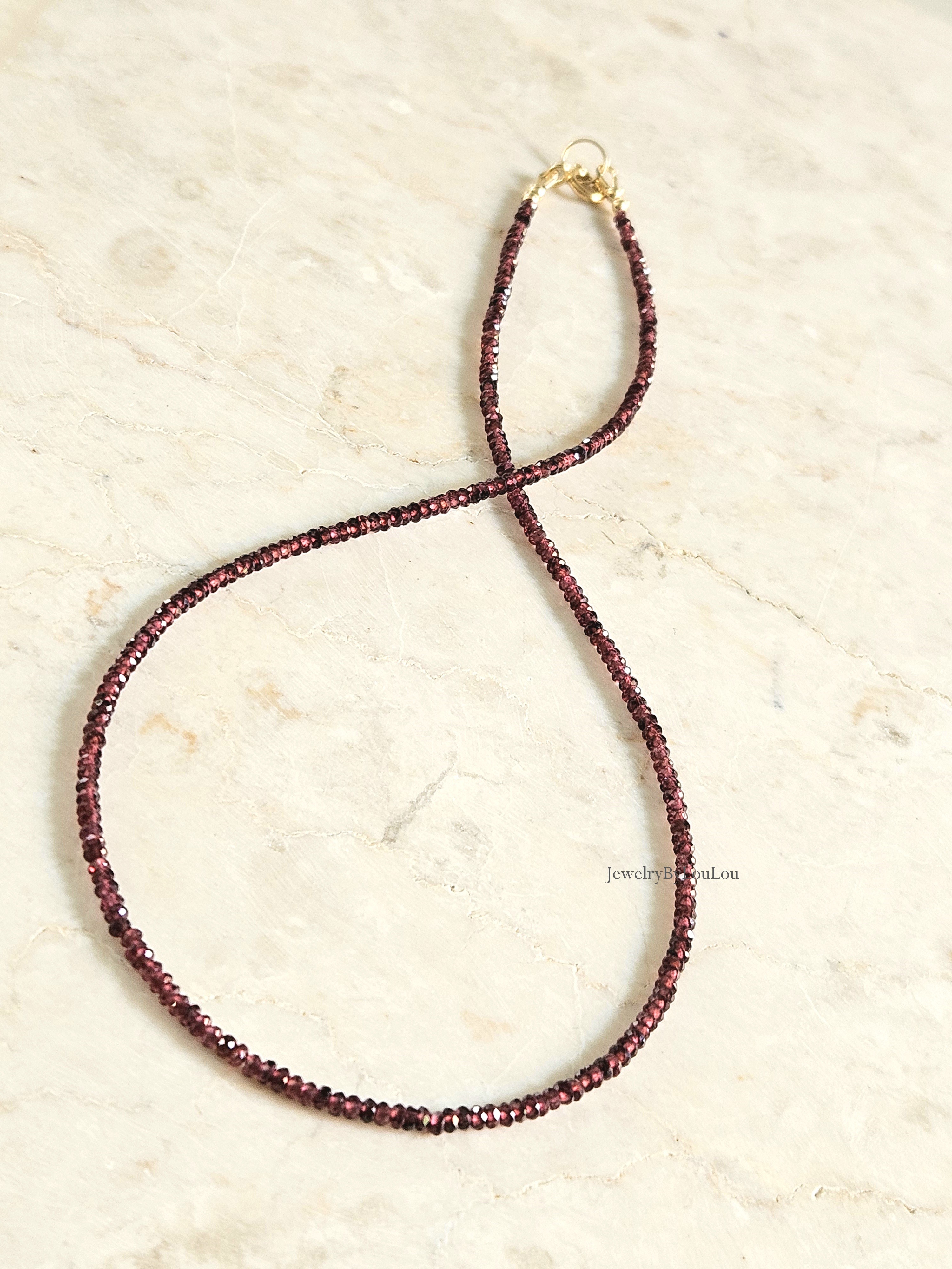 AAA Granaat kralen ketting, 14k goldfilled - 925 sterling zilver