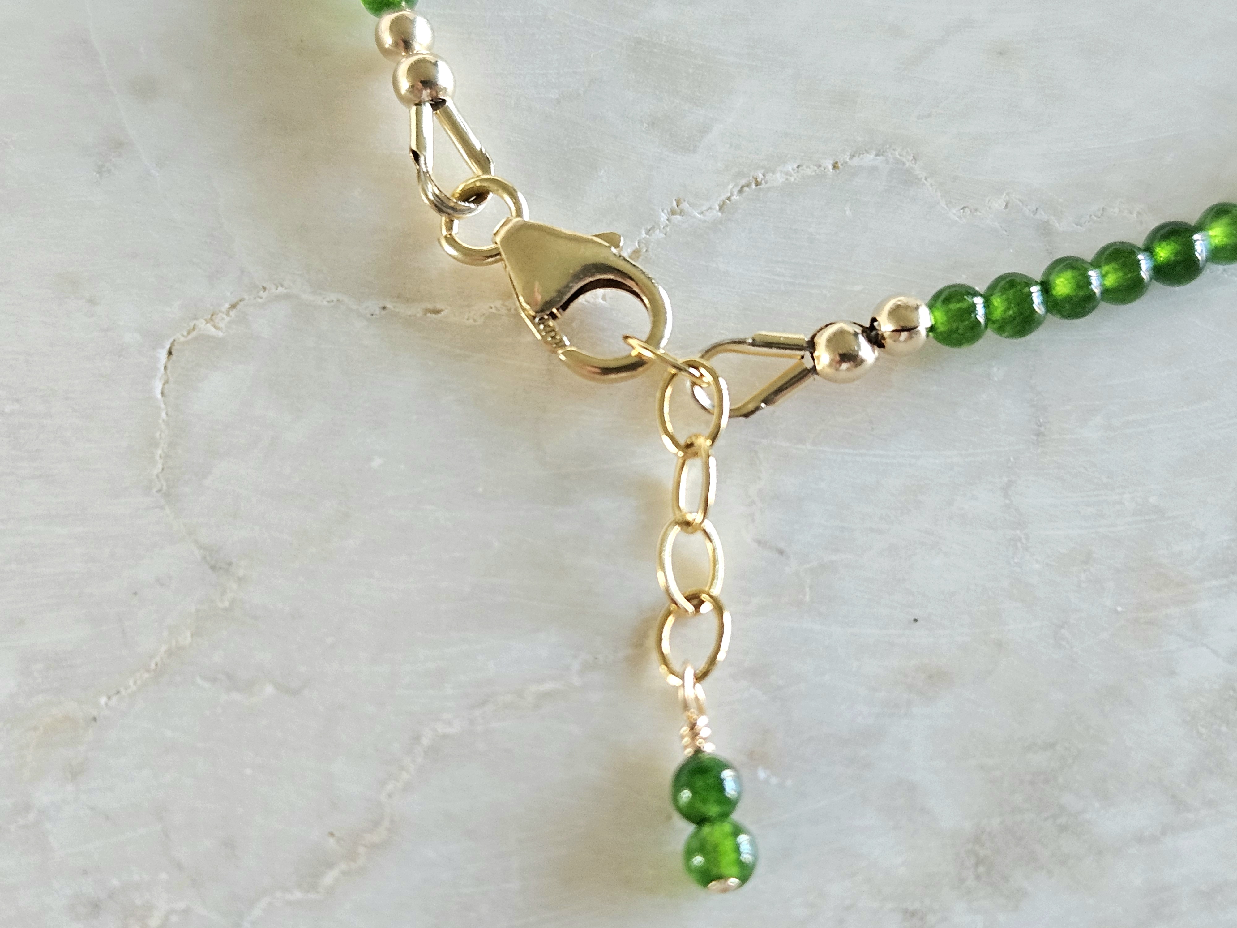 Taiwanese groene Jade kralen armband, 14k goldfilled - 925 sterling zilver