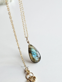 Link chain with Labradorite drop, 14k goldfilled & 925 sterling silver